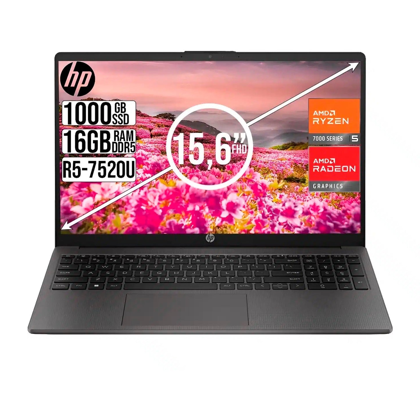 Portátil HP 255 G10 Ryzen 5 – 16GB RAM 1TB SSD 15.6″ + Morral GRATIS